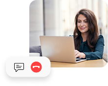 Chat interface card with messaging